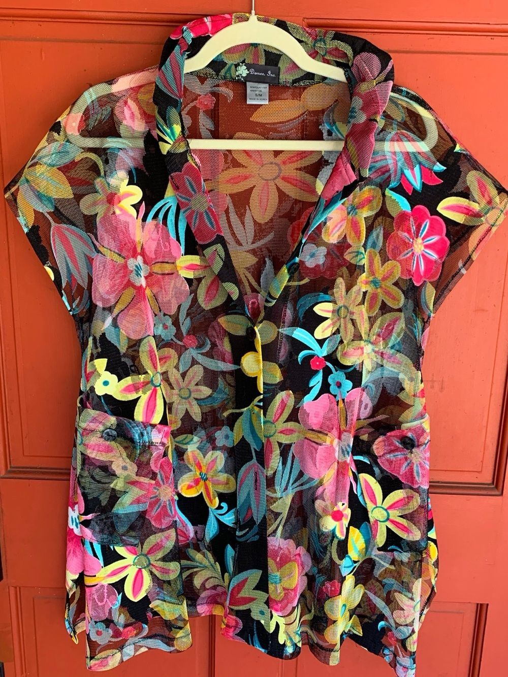 Bold & Beautiful Floral Sheer Top with Wire Neck